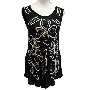 Indie Boutique Black Floral Print Long Sleeveless Blouse One Size